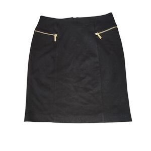 Michael Kors Black‎ and Gold Knee-Length Pencil Skirt Size: 10 Edgy Classic